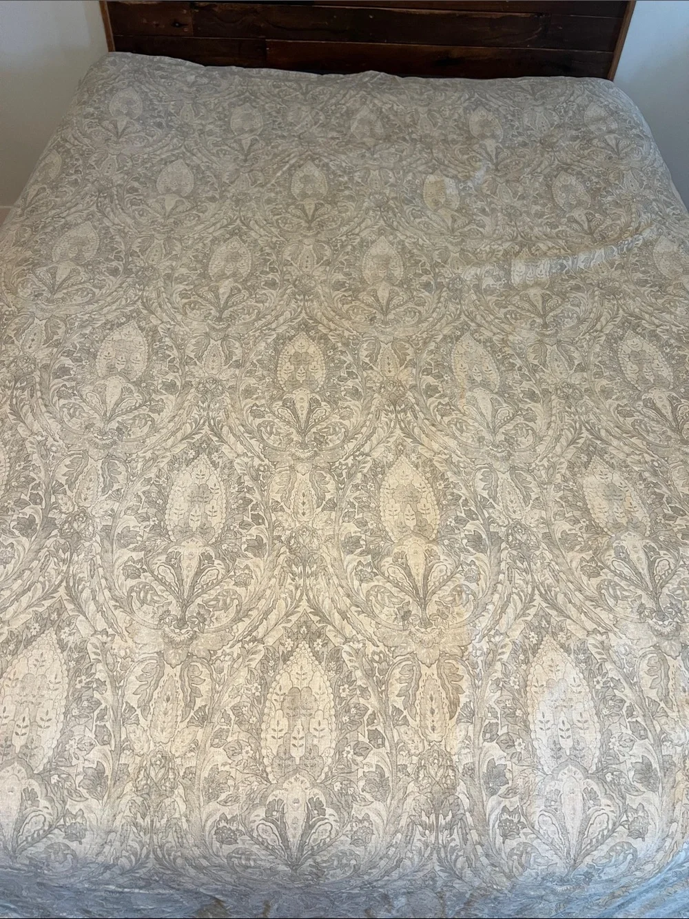 Restoration Hardware Italian 19th C. Medallion Duvet Cover Gray Cotton King